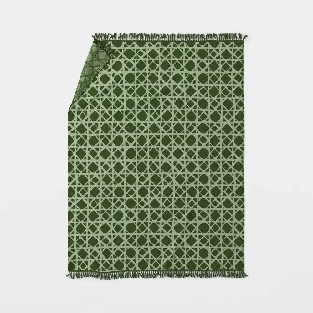 Threshold Outdoor Beach Picnic Blanket Green 80 x 60 in